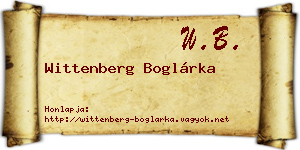 Wittenberg Boglárka névjegykártya